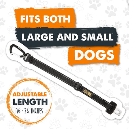 Dog Car Safety Seat Belt - Universal Pet Restraint with Premium Materials, All-Metal Hardware, Adjustable Length, and Safety Compliance for Enhanced Canine Protection (Black)