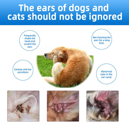 Gentle Pet Ear Wash - The Ultimate Odor-Free Cleaning Solution for Your Dogs and Cats