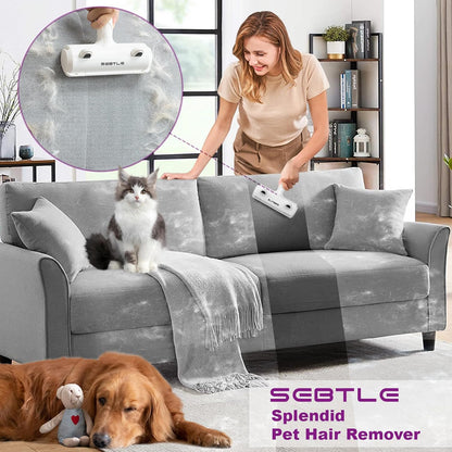 Reusable Pet Hair Remover Roller - Effective Lint Brush for Dogs and Cats, Ideal for Cleaning Fur from Carpets, Sofas, Bedding, Furniture, and Rugs, White