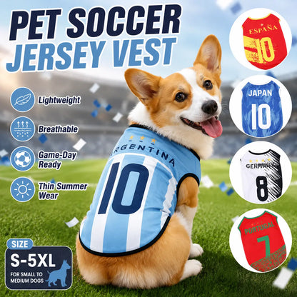Lightweight Summer Pet Soccer Jersey Vest for Dogs and Cats - Breathable Sleeveless Team-Inspired Apparel for Small to Medium Pets