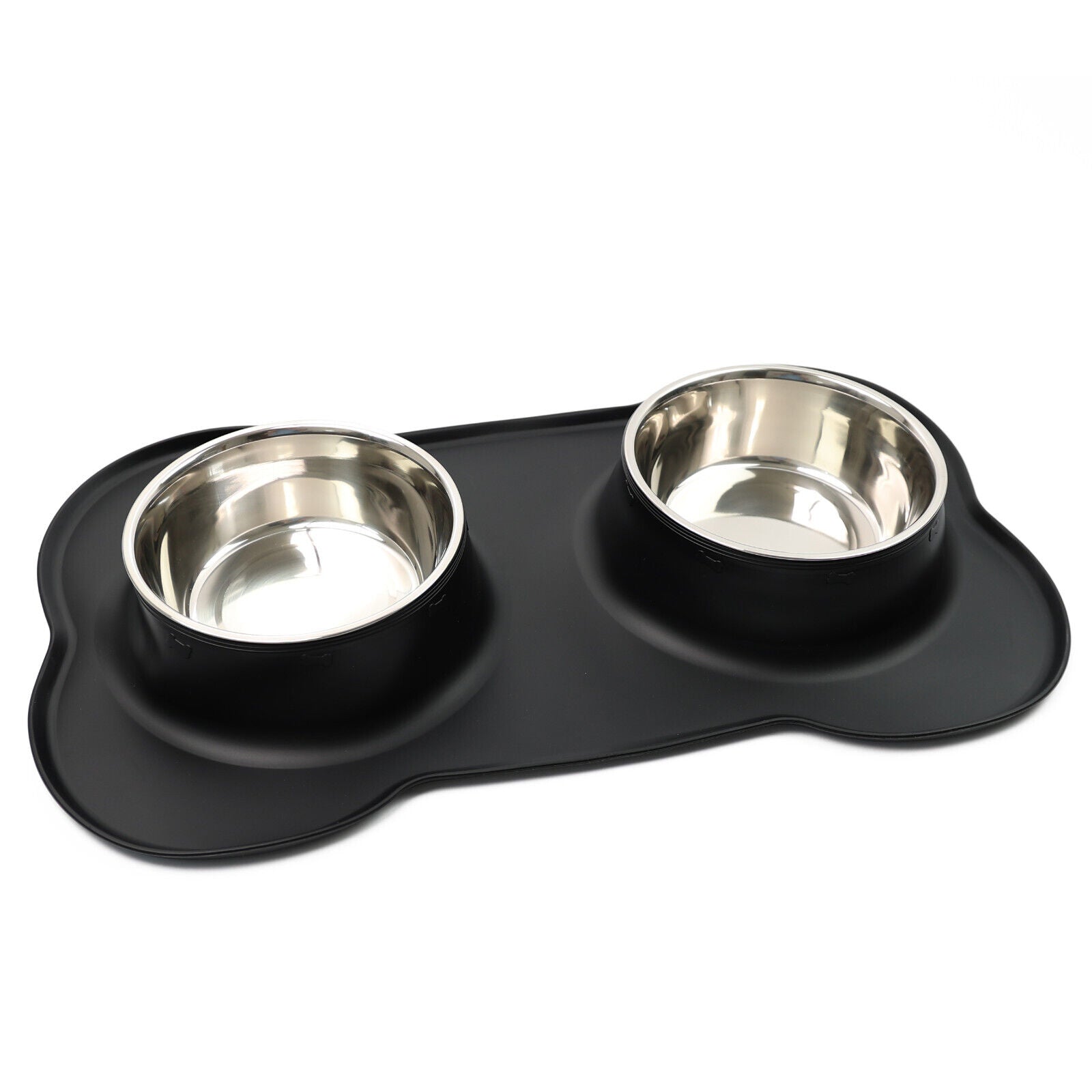 Double Stainless Steel Pet Bowl Set with Non-Slip Base for Food and Water