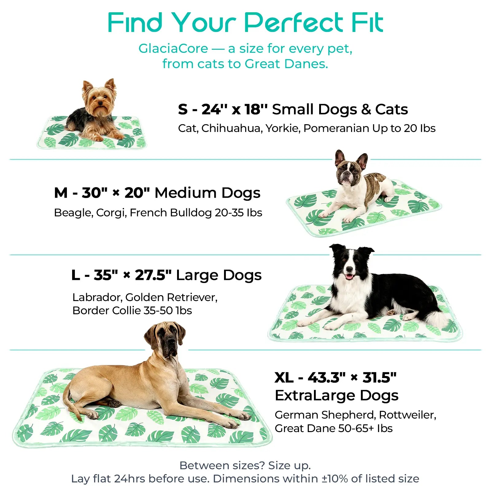 Dog Cooling Mat for Pets, Soft and Breathable Self-Cooling Pad, 23" x 18" Non-Slip Washable Mat for Indoor and Outdoor Use, Leaf Design