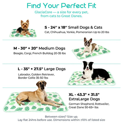 Dog Cooling Mat for Pets, Soft and Breathable Self-Cooling Pad, 23" x 18" Non-Slip Washable Mat for Indoor and Outdoor Use, Leaf Design