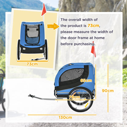 Pet Carrier and Bicycle Trailer for Small to Medium Dogs and Cats - Black and Blue
