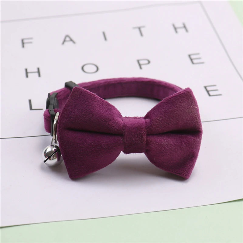 Multicolor Adjustable Cat Collars with Bow and Bell - Stylish Pet Accessories