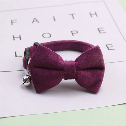 Multicolor Adjustable Cat Collars with Bow and Bell - Stylish Pet Accessories