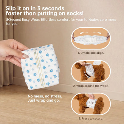 Disposable Male Dog Wraps - Soft Dog Diapers for Small Male Dogs, 12-Pack