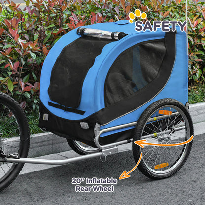 Pet Carrier and Bicycle Trailer for Small to Medium Dogs and Cats - Black and Blue