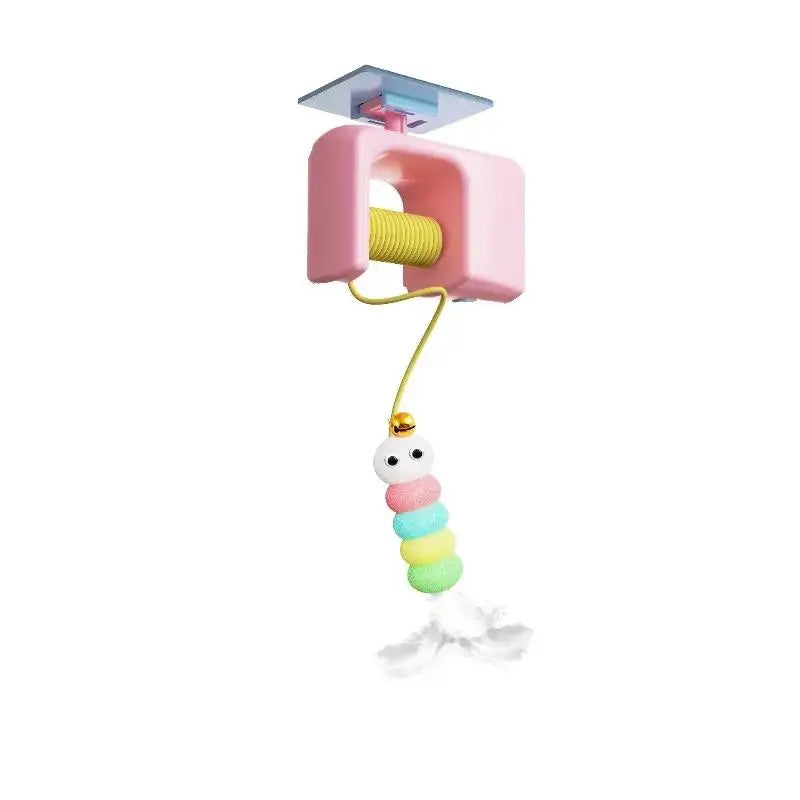 Interactive Retractable Bungee Cat Toy - Automatic Hanging Door Teaser, USB Rechargeable Self-Play Exercise Device for Indoor Boredom Relief and Pet Training
