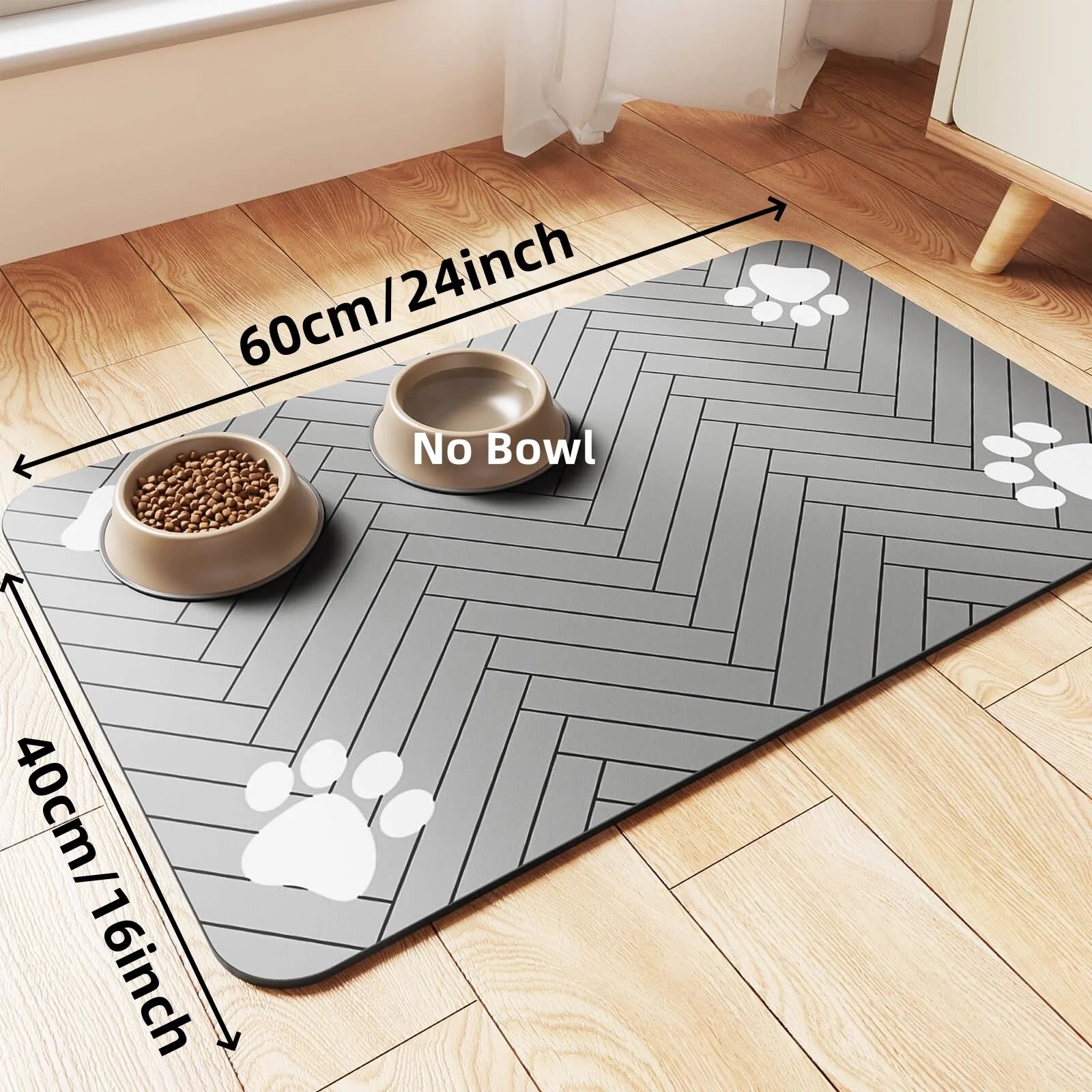 Absorbent Pet Feeding Mat with Waterproof Rubber Backing - Quick Dry Placemat for Food and Water Bowls for Dogs and Cats
