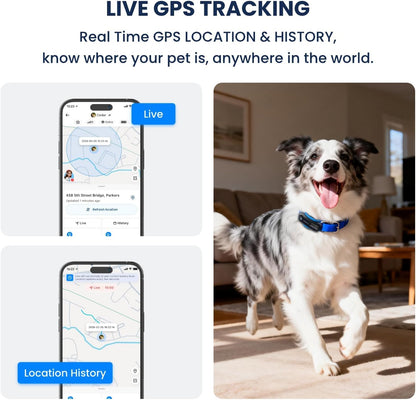 Dog GPS Tracker, Waterproof Dog Tracking Collar, Black | a Dog GPS Tracker with Real-Time Tracking, AI Health Monitoring and Virtual Fencing, Compatible with Ios and Android Systems
