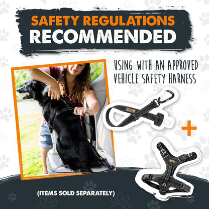 Dog Car Safety Seat Belt - Universal Pet Restraint with Premium Materials, All-Metal Hardware, Adjustable Length, and Safety Compliance for Enhanced Canine Protection (Black)