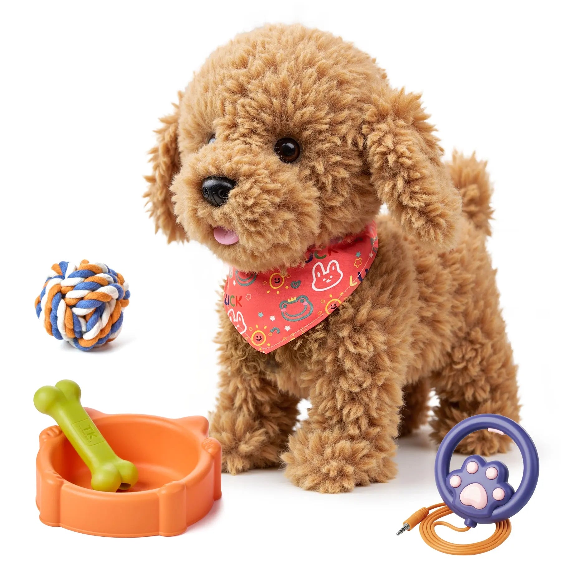 TUMAMA Interactive Realistic Puppy Toy - Walking and Barking Plush Dog with Leash, Songs, Touch and Voice Activation, DIY Feeding Set for Imaginative Play and Emotional Development