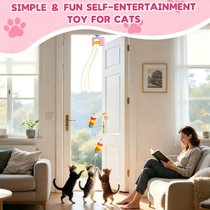 Interactive Retractable Bungee Cat Toy - Automatic Hanging Door Teaser, USB Rechargeable Self-Play Exercise Device for Indoor Boredom Relief and Pet Training