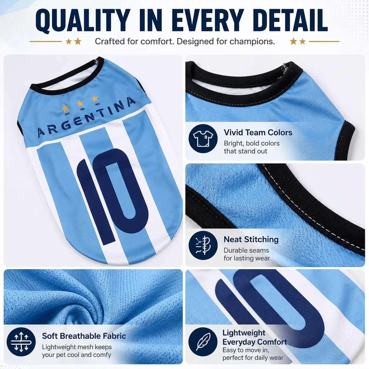 Lightweight Summer Pet Soccer Jersey Vest for Dogs and Cats - Breathable Sleeveless Team-Inspired Apparel for Small to Medium Pets