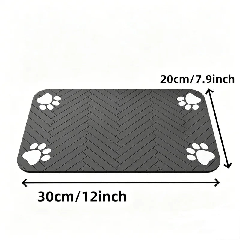 Absorbent Pet Feeding Mat with Waterproof Rubber Backing - Quick Dry Placemat for Food and Water Bowls for Dogs and Cats