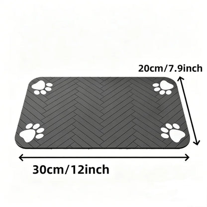Absorbent Pet Feeding Mat with Waterproof Rubber Backing - Quick Dry Placemat for Food and Water Bowls for Dogs and Cats