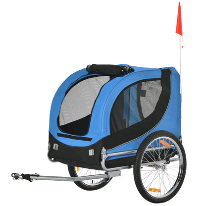 Pet Carrier and Bicycle Trailer for Small to Medium Dogs and Cats - Black and Blue