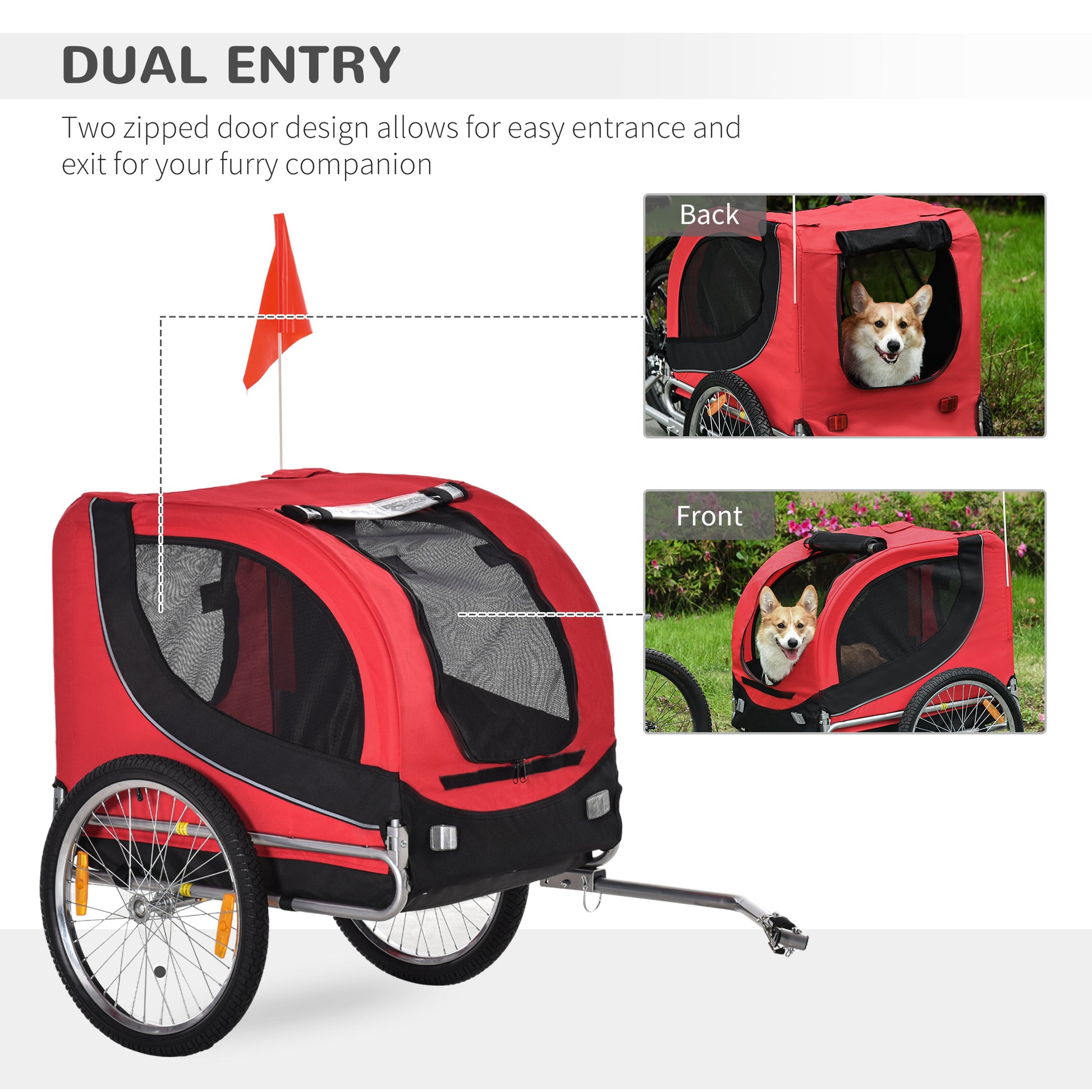Pet Carrier and Bicycle Trailer for Small to Medium Dogs and Cats - Black and Blue