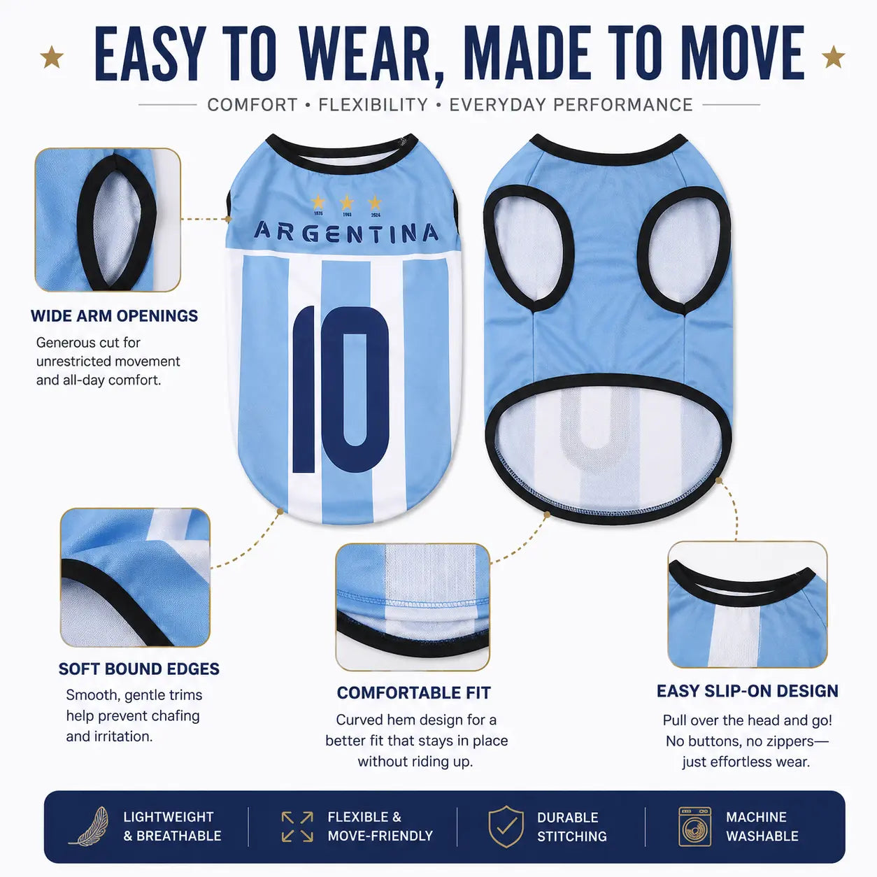 Lightweight Summer Pet Soccer Jersey Vest for Dogs and Cats - Breathable Sleeveless Team-Inspired Apparel for Small to Medium Pets