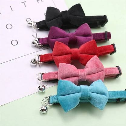 Multicolor Adjustable Cat Collars with Bow and Bell - Stylish Pet Accessories