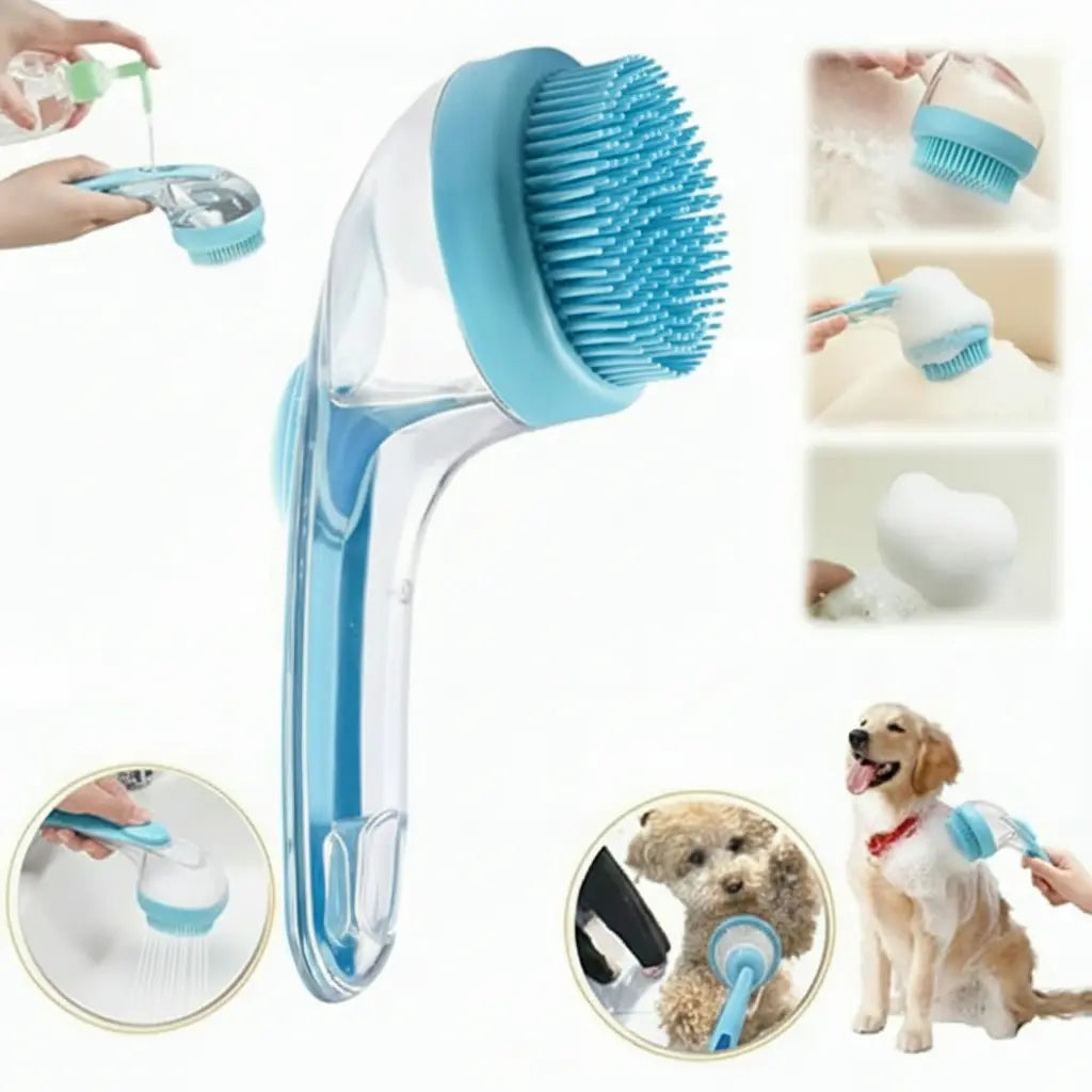 2026 Innovative 2-In-1 Pet Bath and Grooming Deshedding Brush with Integrated Soap Dispenser, 8In x 3In x 4In, Gentle Massage Tool for Dogs and Cats, Enhances Coat Care, Improves Bathing Experience, Promotes Blood Circulation