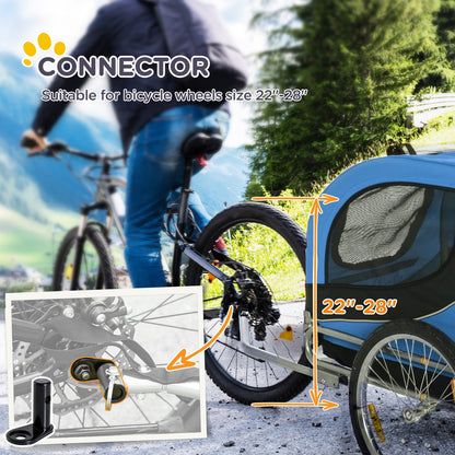 Pet Carrier and Bicycle Trailer for Small to Medium Dogs and Cats - Black and Blue