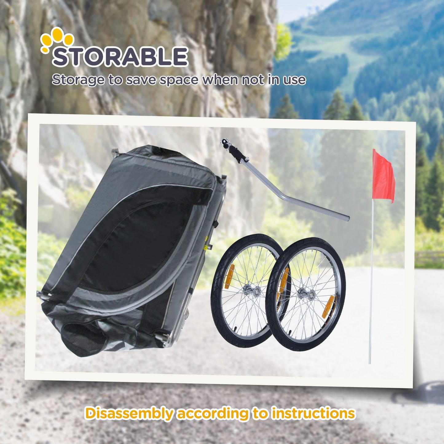 Pet Carrier and Bicycle Trailer for Small to Medium Dogs and Cats - Black and Blue