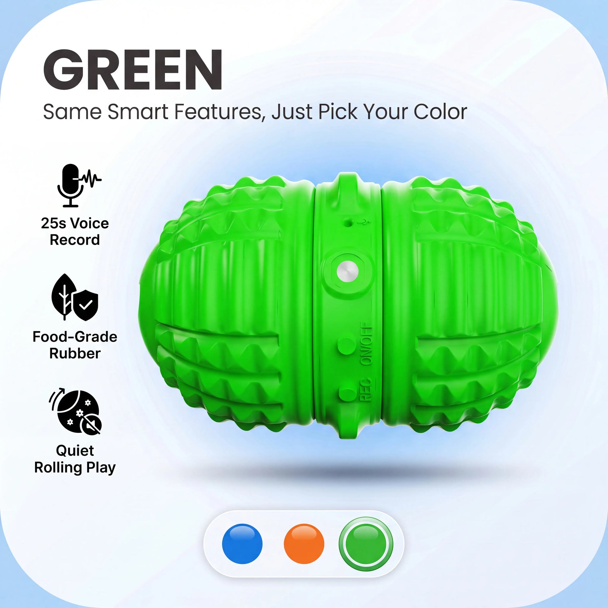 Smartwell Interactive Motion-Activated Dog Toy Ball with Voice Recording and Quiet Mode for Small to Medium Indoor Dogs