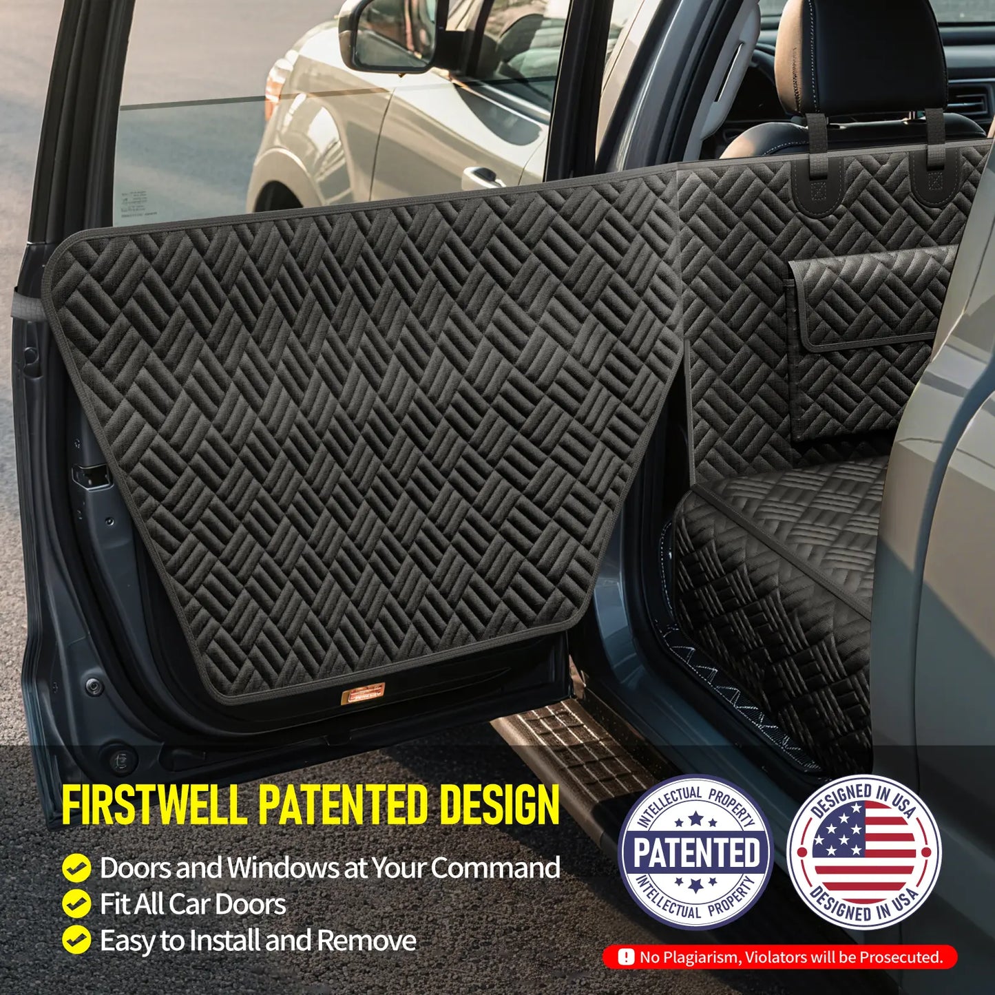 Premium Waterproof Dog Car Seat Cover with Rigid Base, Supports Up to 400 lbs | Innovative Hammock-Style Back Seat Extender for Cars, SUVs, and Full-Size Trucks (Available in Small and Large Sizes)