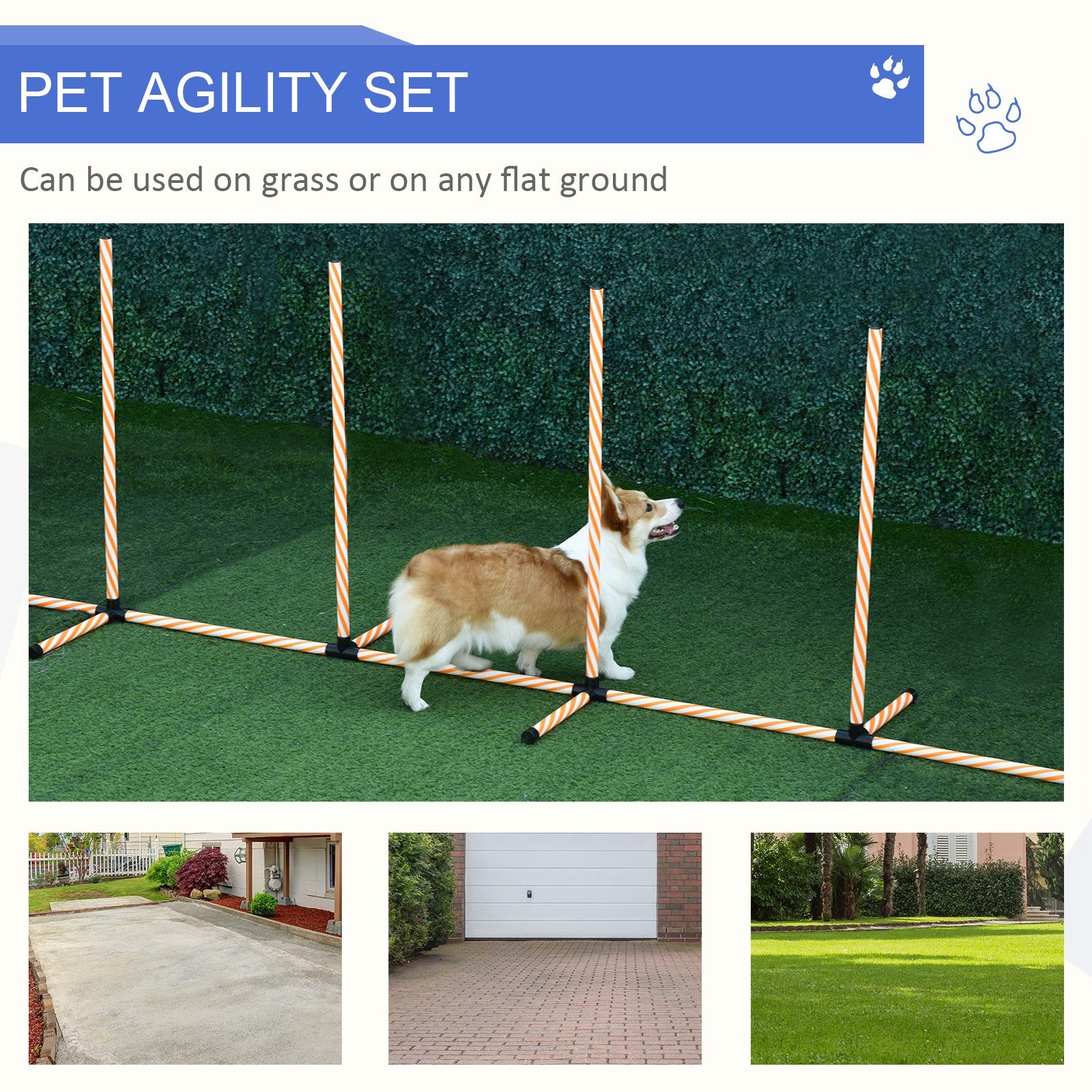 Professional Dog Agility Weave Pole Training Obstacle Course Set with Whistle